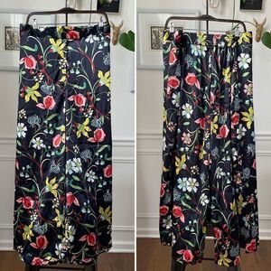 Castaluna Polyester Satin Floral Palazzo Wide Leg Pants 30W
